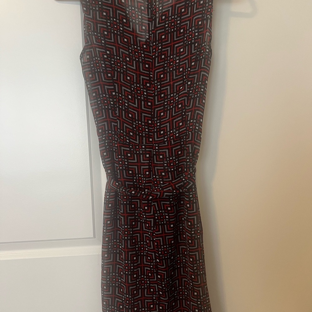 Banana Republic sheer Red Sleeveless V-neck Sheath Dress